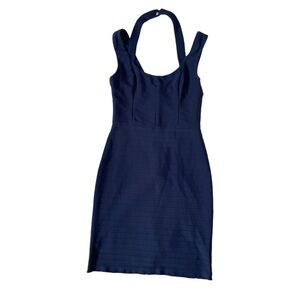 GUESS Navy Halter + Shoulder Strap Soft Stretchy Fitted Dress - Size 4